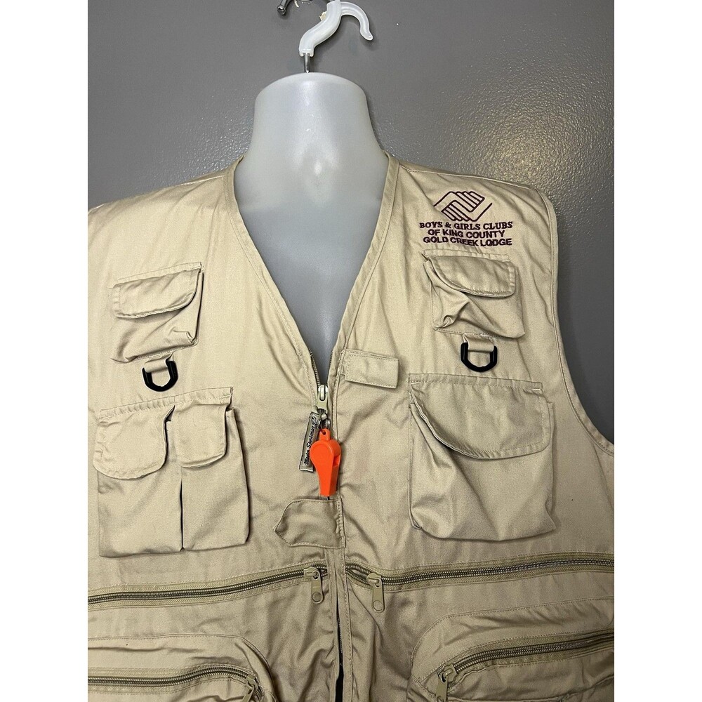 Master Sportsman Vest Mens XL Beige Rugged Outdoor Fishing Utility Pockets